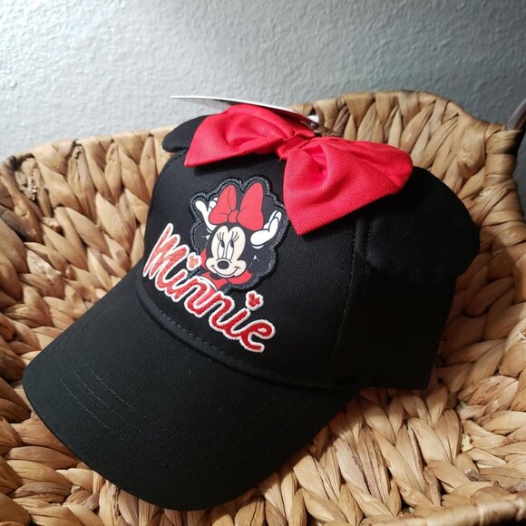 NEW Disney Minnie Mouse Hat Black Ears Black Bow Adjustable Girls Kids Baseball - Picture 4 of 7